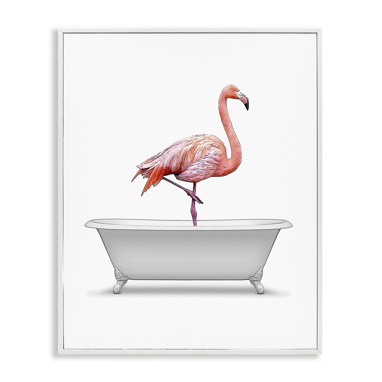 Stupell Industries Traditional Flamingo in Bath Framed Giclee Wall Art Design by Annalisa Latella